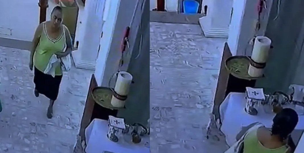 VIDEO: Descubren a mujer robando el vino de consagrar de una iglesia en Veracruz