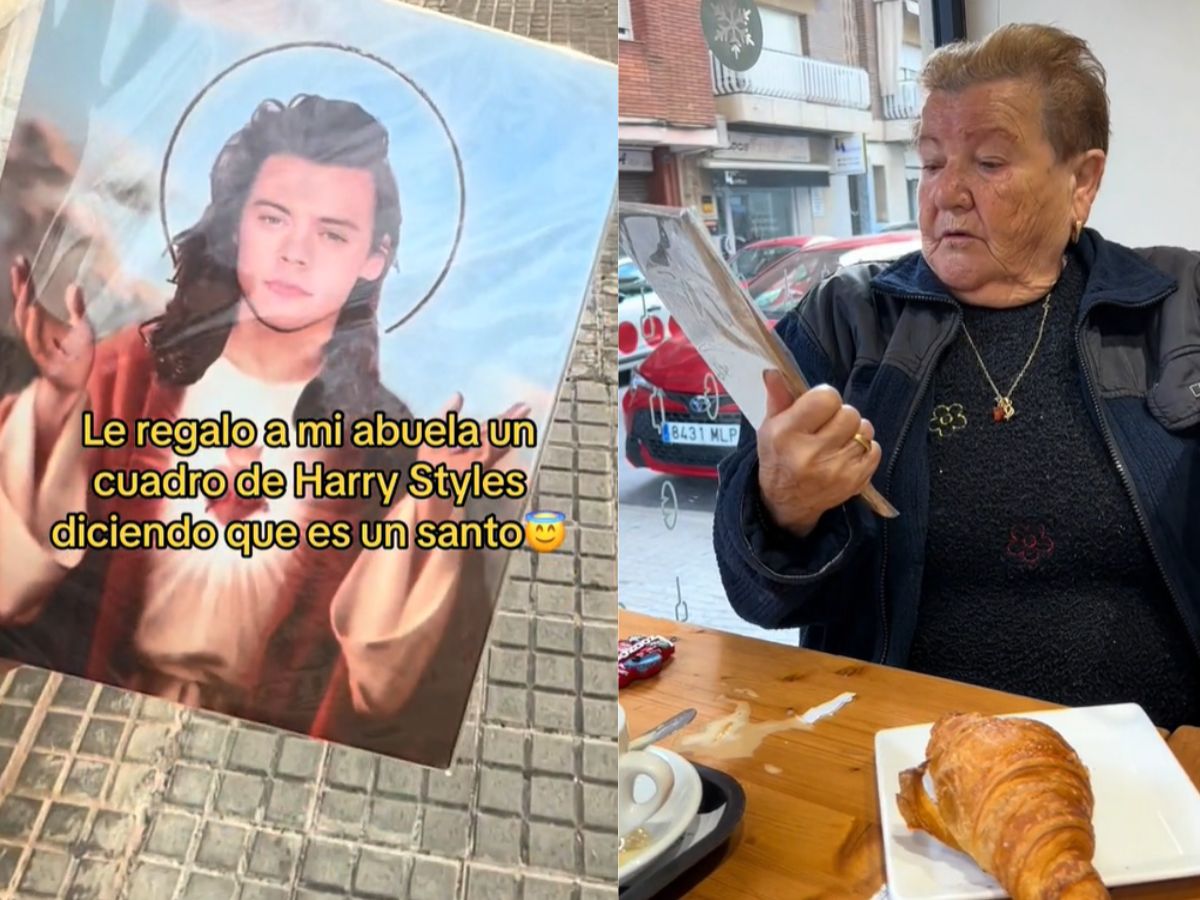 VIDEO: Nieta engaña a su abuelita con una imagen de Harry Styles donde aparece como santo