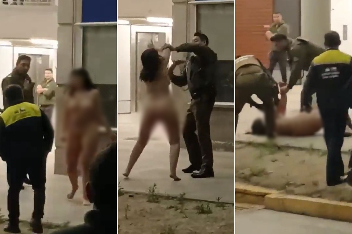 VIDEO: Mujer desnuda agrede a pasajeros en aeropuerto de Chile