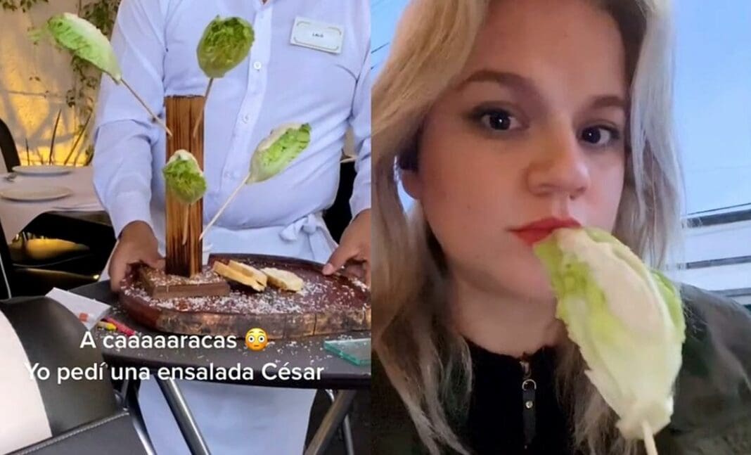 VIDEO: Critican en TikTok a restaurante por servir “ensalada César” en palos