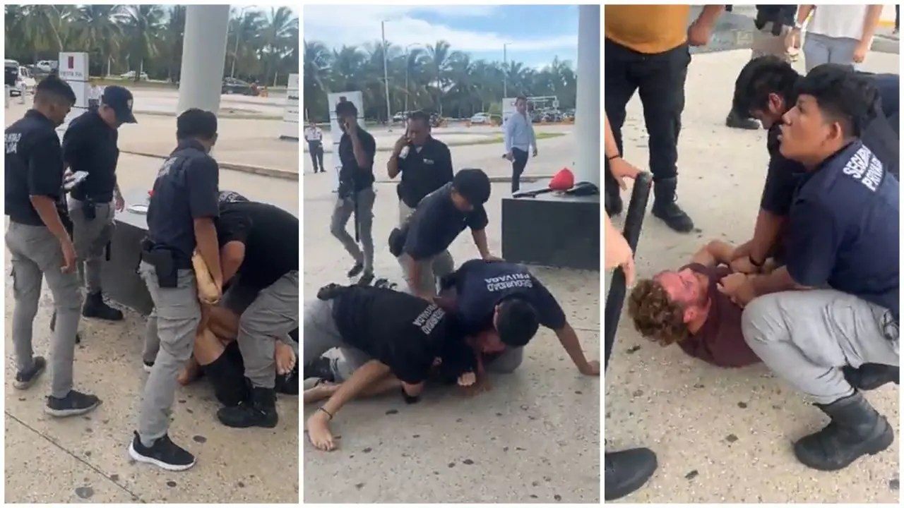 VIDEO: Captan a personal de seguridad de Plazas Las Américas Cancún sometiendo agresivamente a un hombre