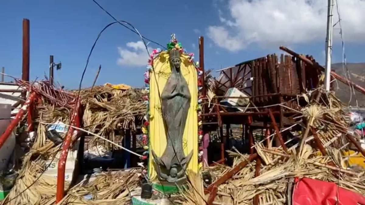 VIDEO: Estatua de la virgen de Guadalupe queda intacta y resiste el paso del huracán Otis en Acapulco