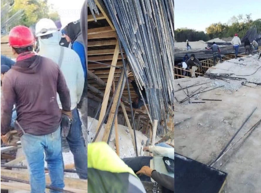 Colapso de estructura del Tren Maya deja dos personas heridas en Bacalar, Quintana Roo