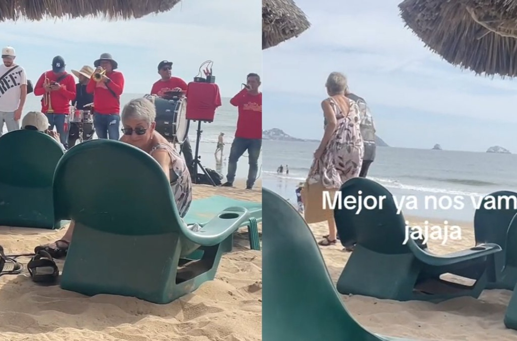 Captan a supuesta pareja de extranjeros molestos por ruido de banda en playa de Mazatlán | VIDEO