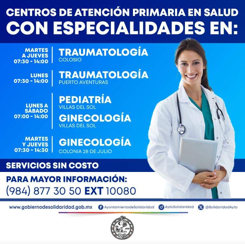 Gobierno de Solidaridad invita a aprovechar las especialidades médicas en CAPS