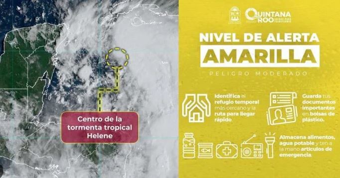 Tormenta tropical Helene: Decretan alerta amarilla en el norte de Quintana Roo