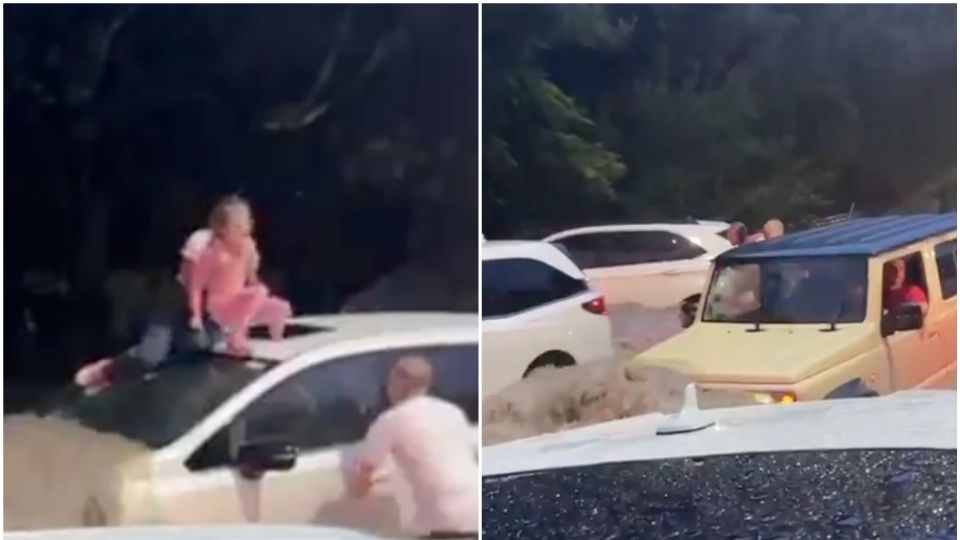 VIDEO: hombre rescata a niña atrapada dentro de una camioneta en plena inundación