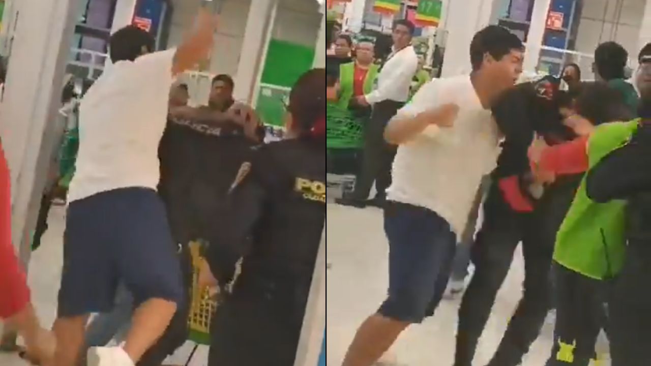 VIDEO: Jóvenes golpean a policías de CDMX en un Bodega Aurrera