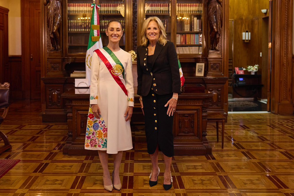 Jill Biden y Sheinbaum se reúnen en Palacio Nacional; Presidenta le agradece su visita