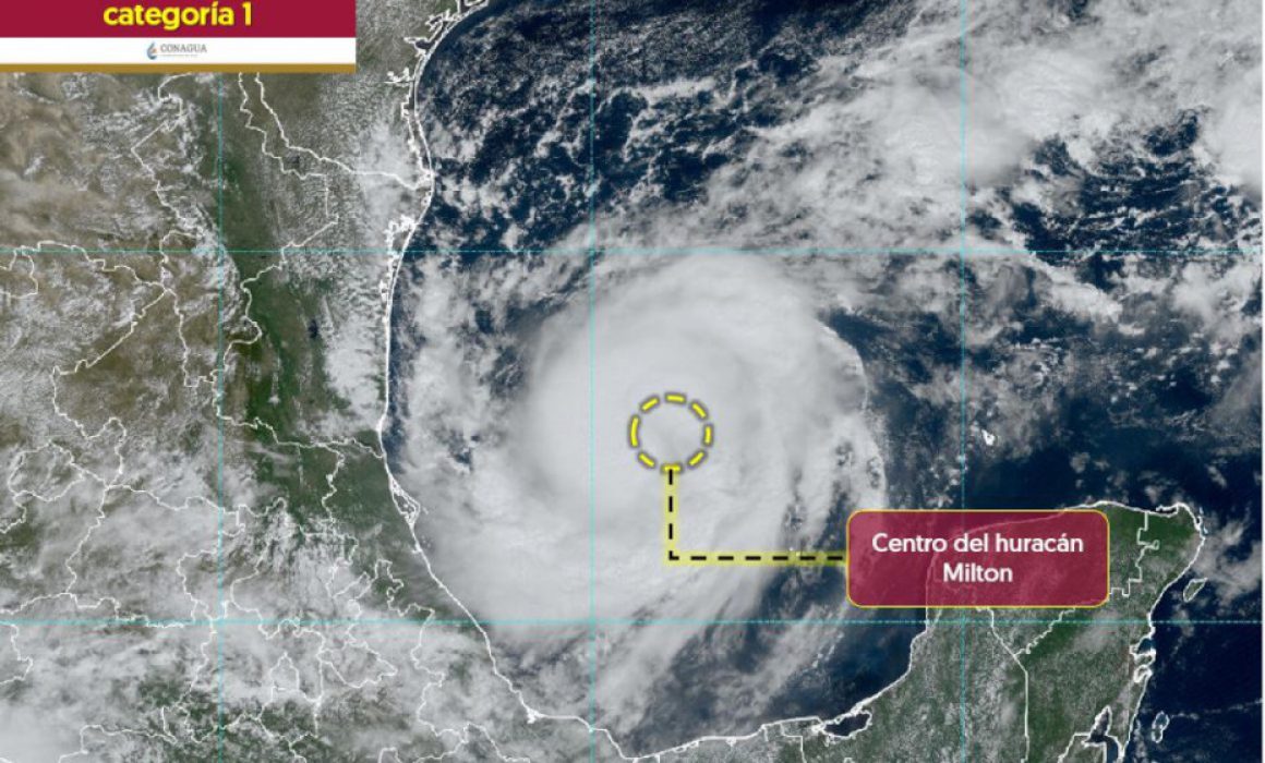 Milton se convierte en huracán categoría 1; Quintana Roo se mantiene en alerta azul en el centro y verde en el norte