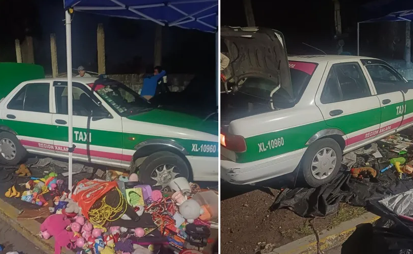 Taxi sin frenos arrolla puestos en tianguis de Xalapa, Veracruz