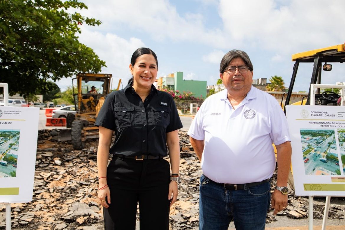 Estefanía Mercado da arranque a histórica repavimentación de la Avenida Mayapán