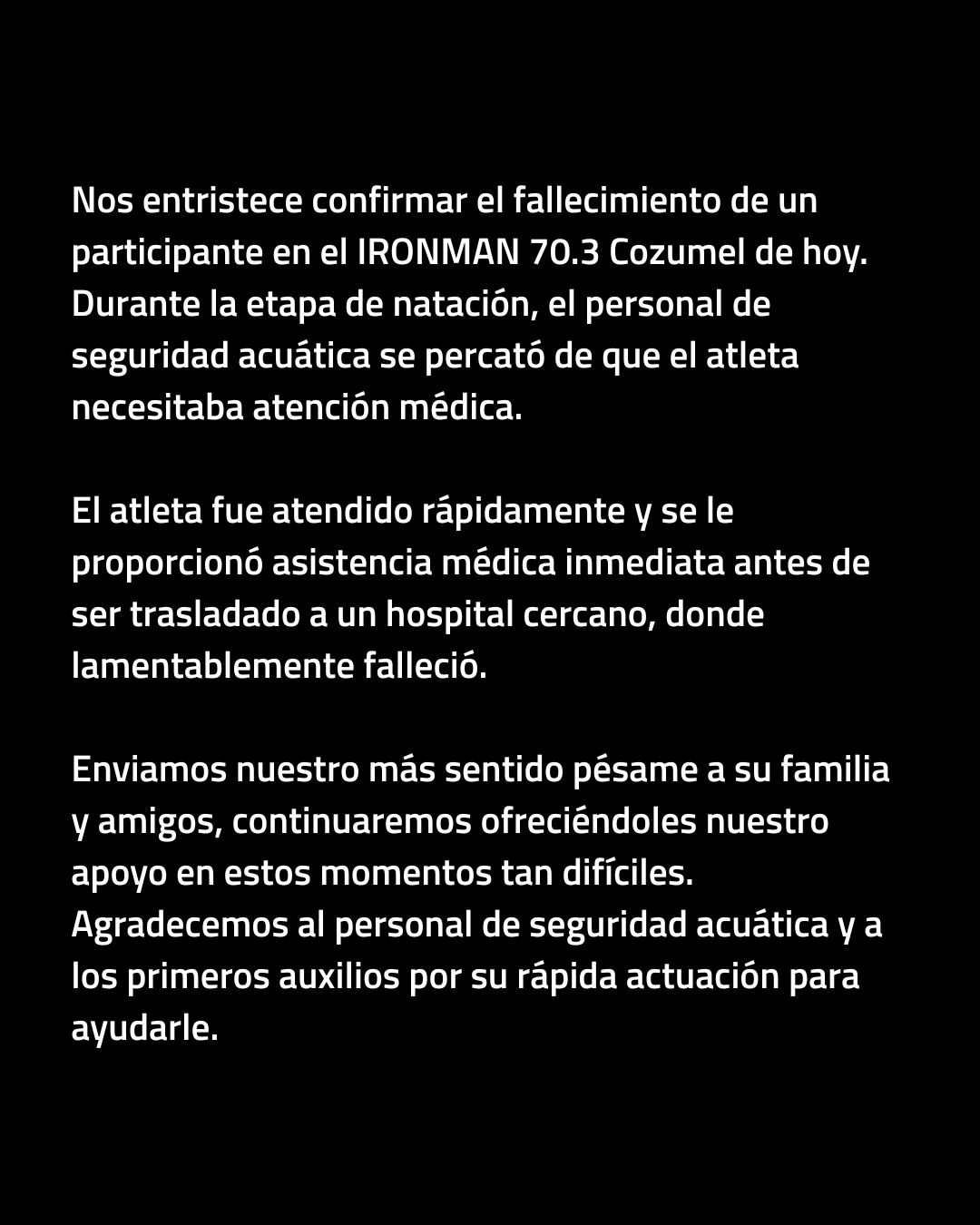 Tragedia en el Ironman 70.3 Cozumel 2025: fallece atleta mexicano durante la competencia