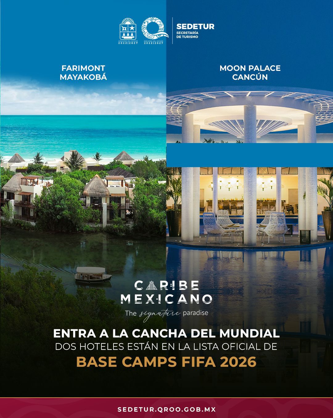 Fairmont Mayakoba y Moon Palace serán sede para hospedar a selecciones del Mundial 2026