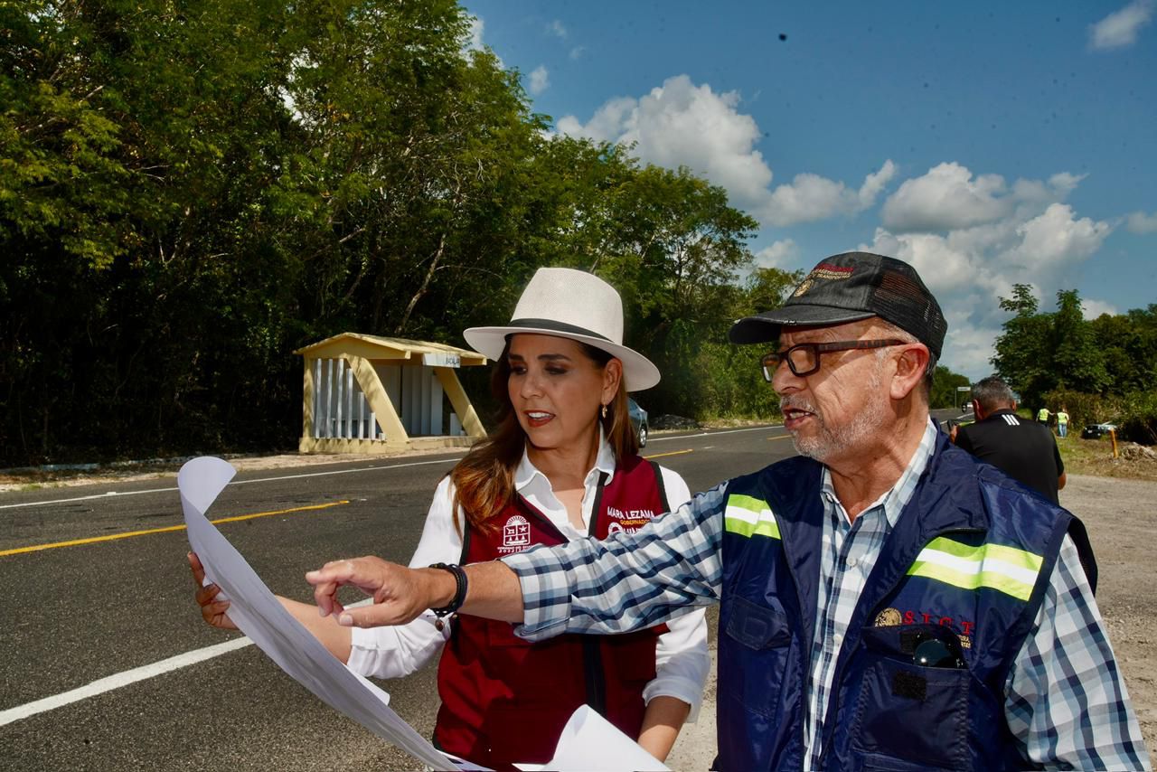 Mara Lezama constata conclusión de obras en la carretera federal 307 en Bacalar