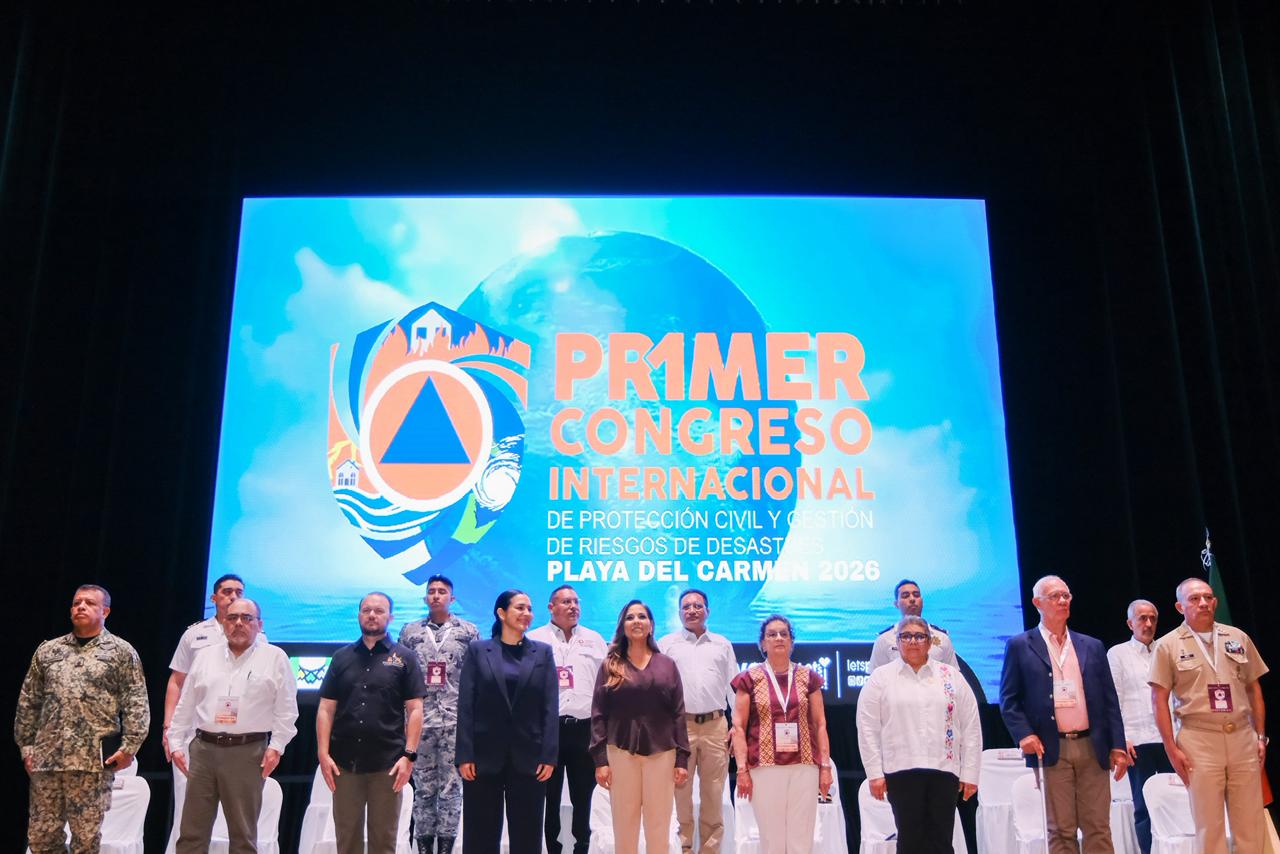 Mara Lezama inaugura en Playa del Carmen congreso estratégico internacional para fortalecer la protección civil y la gestión de riesgos