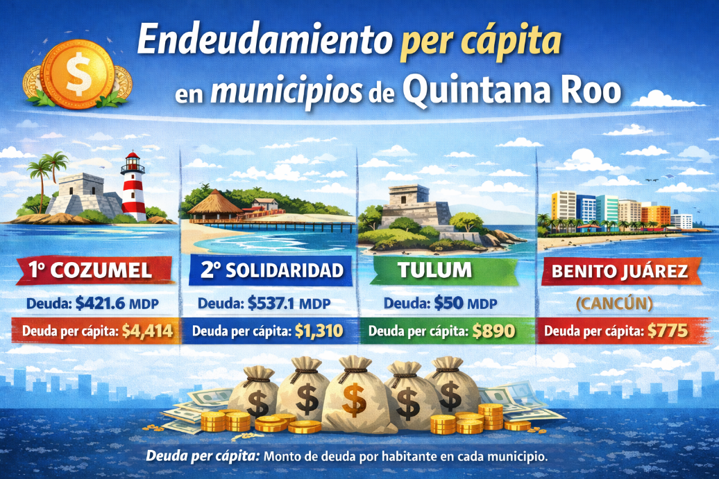endeudamiento per cápita en municipios de Quintana Roo